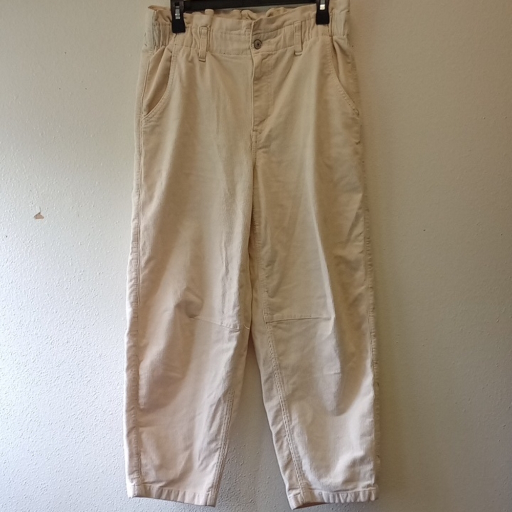 American Eagle Corduroy Barrel Paper Bag Waist Stretch Pants Size 6 Oversized